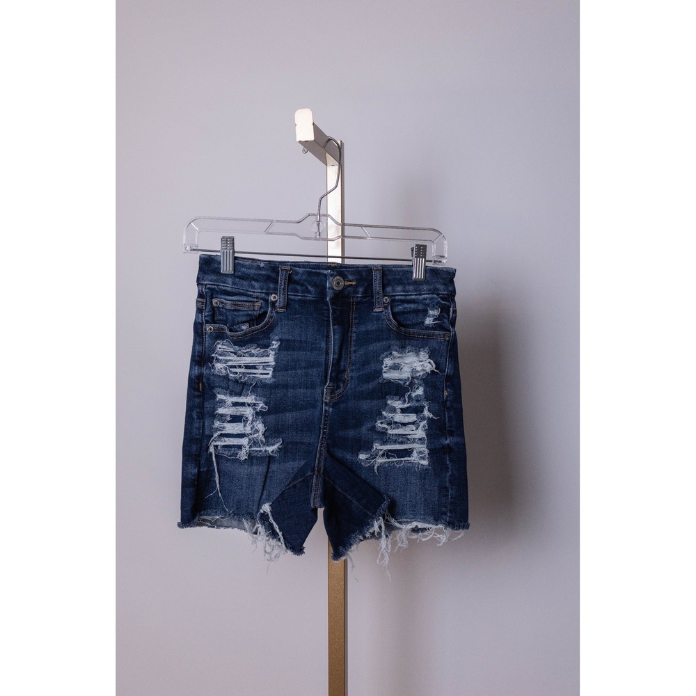 American Eagle Denim Cutoff Distressed Shorts Dark Wash Size 4 Stretch